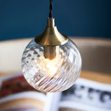 Endon Allegra 5lt Cascade Pendant Antique Brass & Clear Spiral Glass