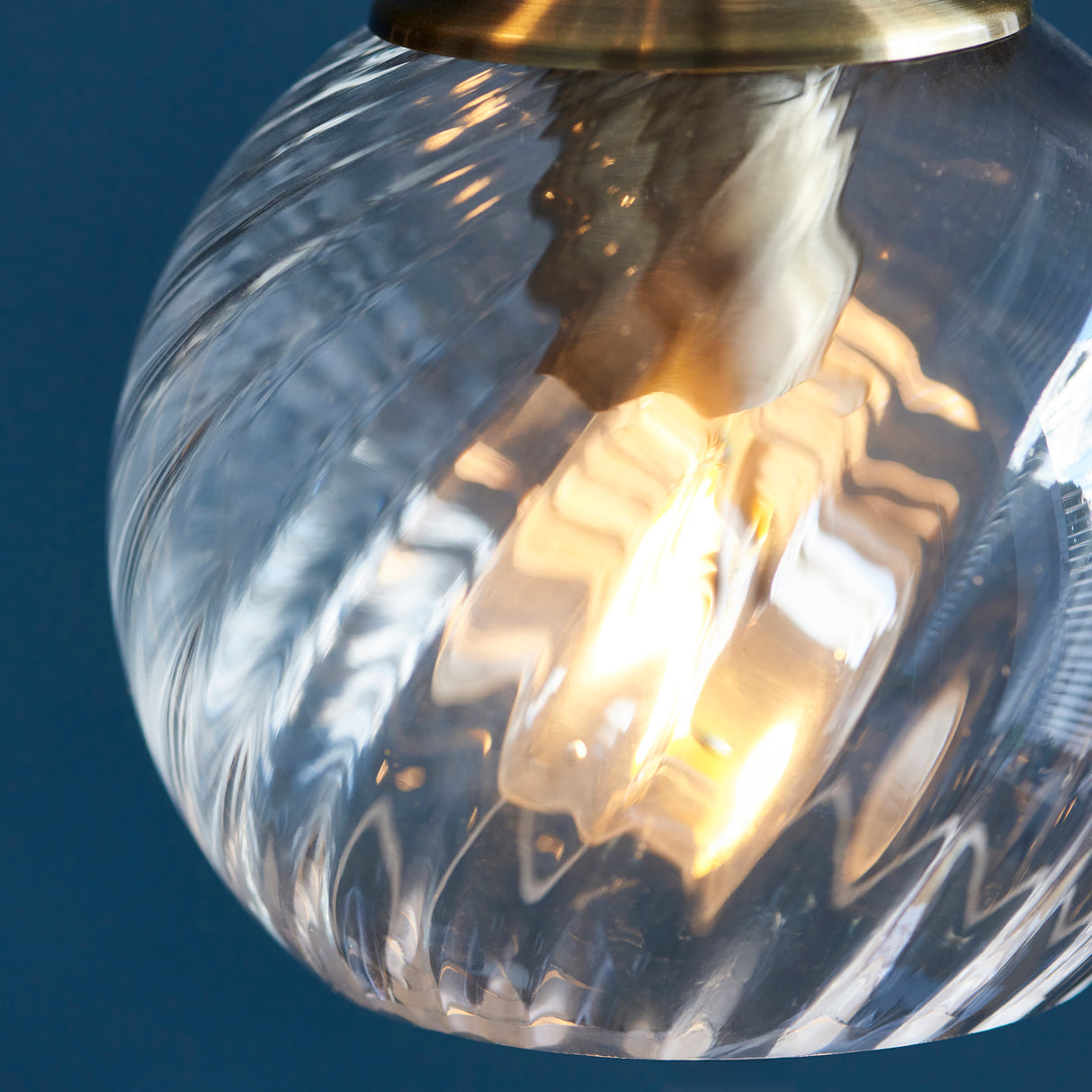 Endon Allegra 5lt Cascade Pendant Antique Brass & Clear Spiral Glass