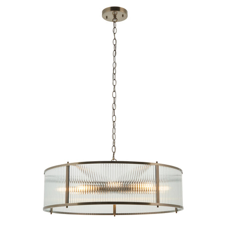 Endon Ridgeton 8lt Chandelier Antique Brass & Ribbed Glass