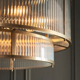 Endon Ridgeton 8lt Tiered Chandelier Antique Brass & Ribbed Glass