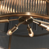 Endon Ridgeton 8lt Tiered Chandelier Antique Brass & Ribbed Glass