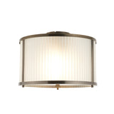 Endon Ridgeton Flush Antique brass plate & frosted ribbed glass