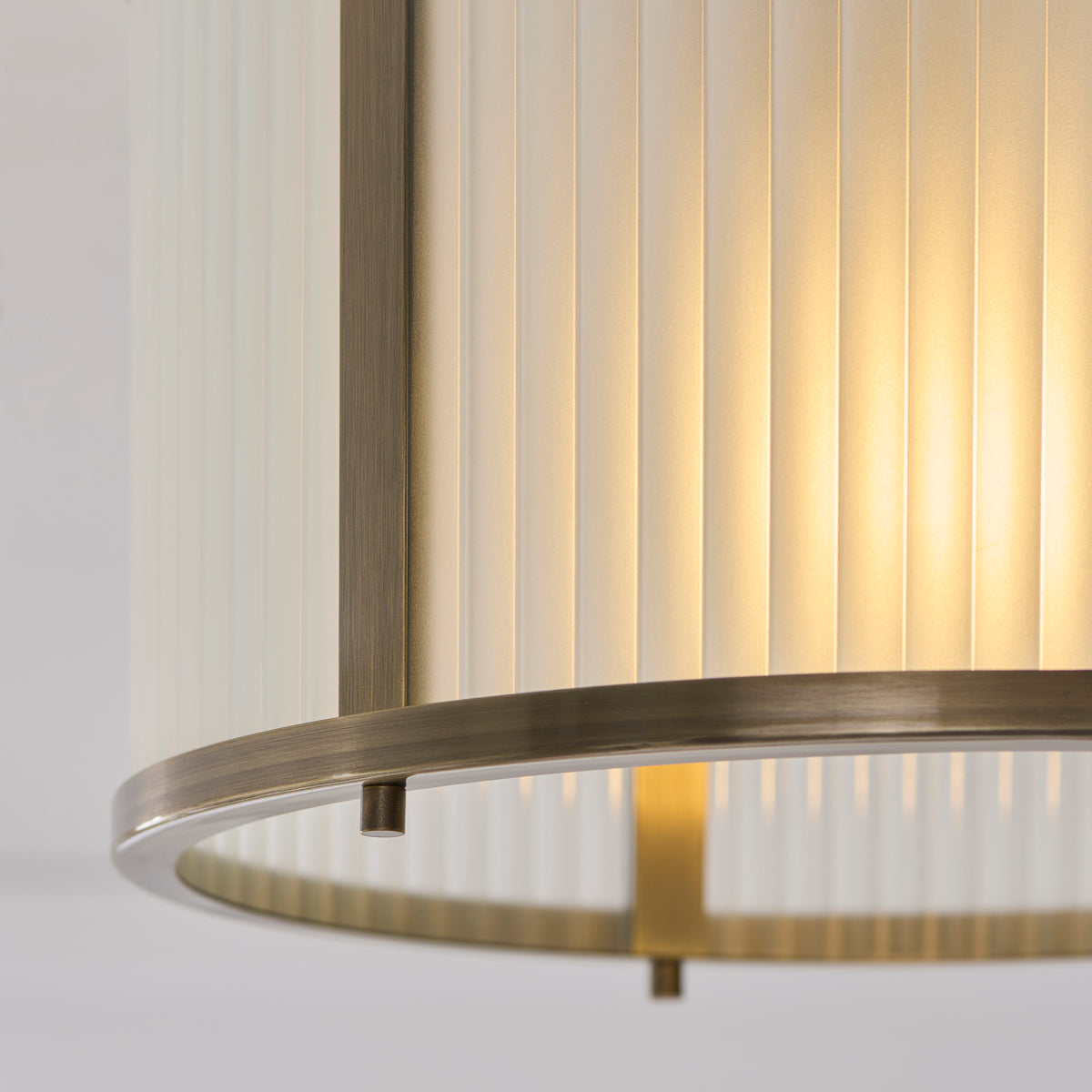 Endon Ridgeton Flush Antique brass plate & frosted ribbed glass