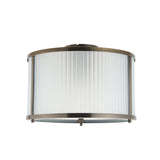 Endon Ridgeton Flush Antique brass plate & frosted ribbed glass