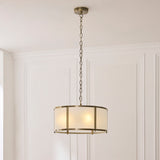 Endon Ridgeton 3lt Pendant Antique brass plate & frosted ribbed glass