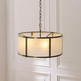 Endon Ridgeton 3lt Pendant Antique brass plate & frosted ribbed glass