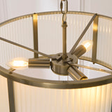 Endon Ridgeton 3lt Pendant Antique brass plate & frosted ribbed glass