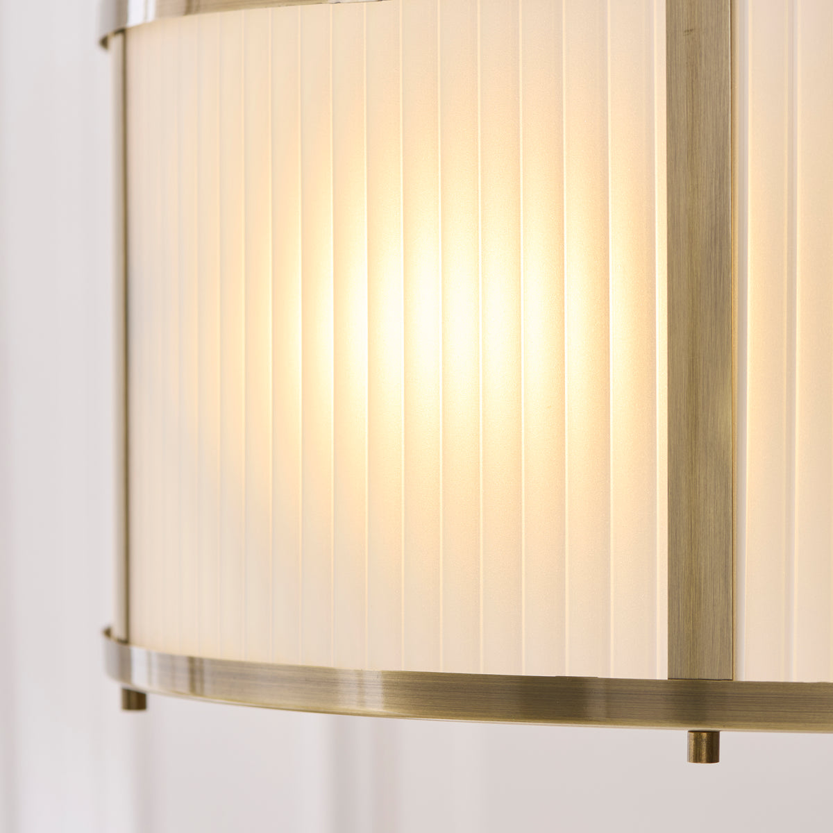 Endon Ridgeton 3lt Pendant Antique brass plate & frosted ribbed glass