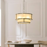 Endon Ridgeton 5lt Tiered Pendant Antique brass plate & frosted ribbed glass