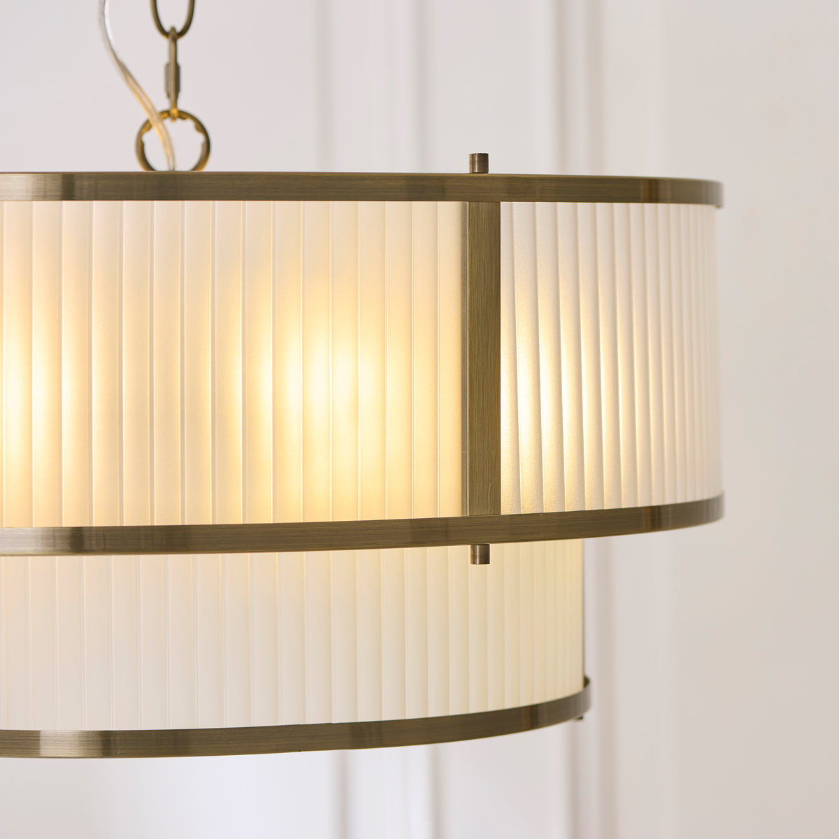 Endon Ridgeton 5lt Tiered Pendant Antique brass plate & frosted ribbed glass