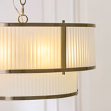 Endon Ridgeton 5lt Tiered Pendant Antique brass plate & frosted ribbed glass