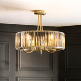 Endon Visconti 3lt Semi Flush Antique Brass & Glass