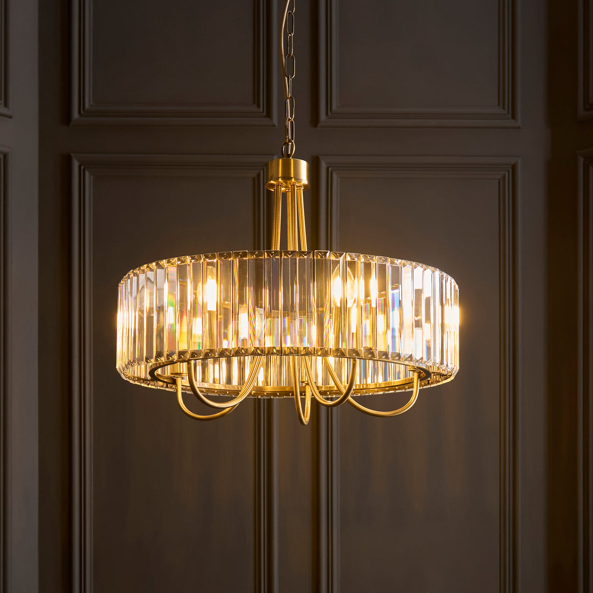 Endon Visconti 5lt Chandelier In Antique Brass & Glass