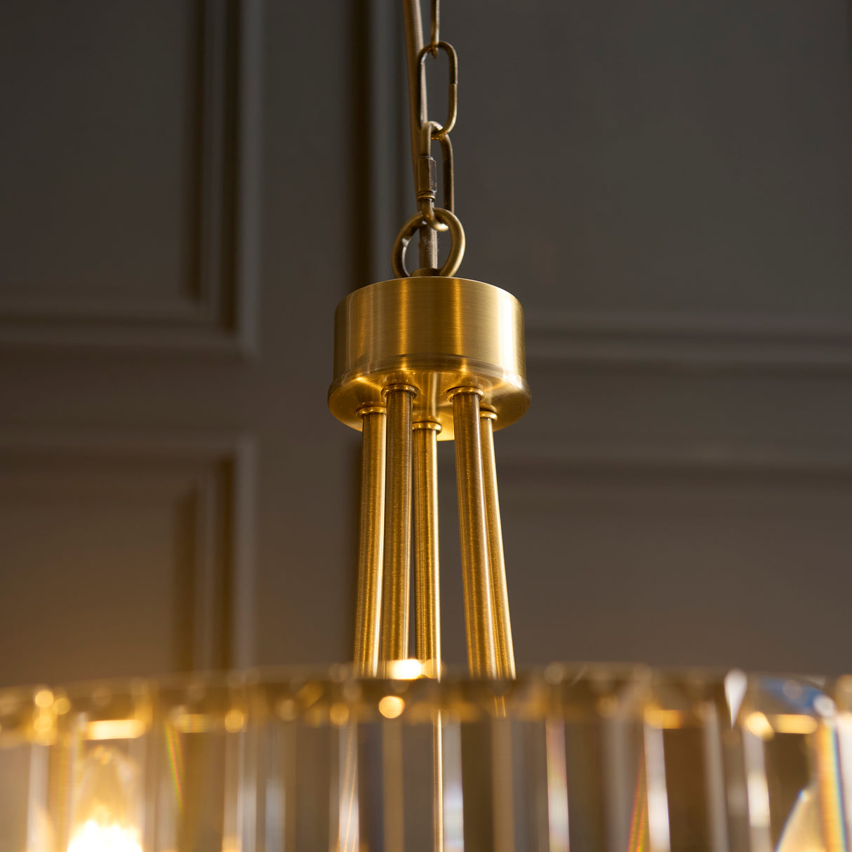 Endon Visconti 5lt Chandelier In Antique Brass & Glass