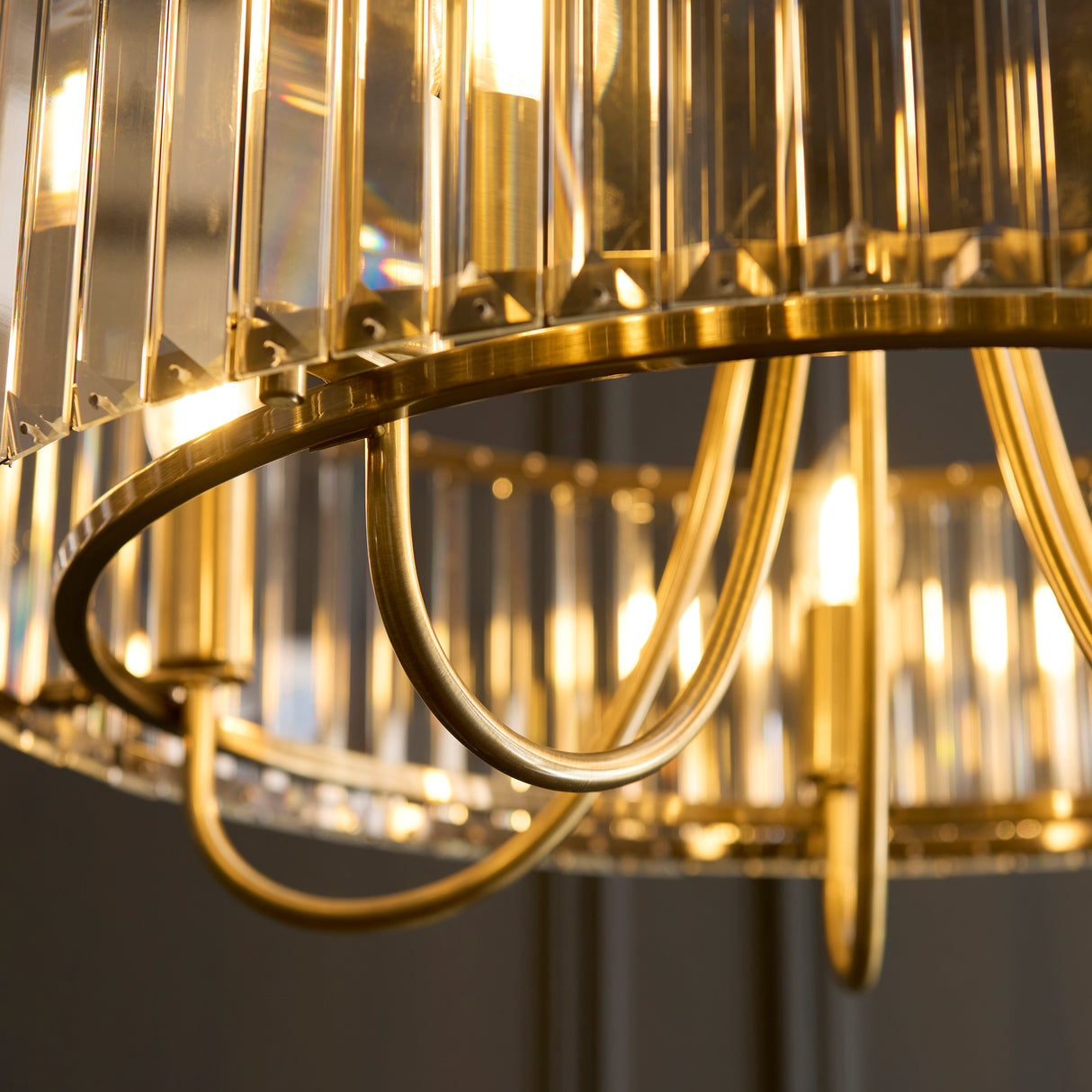 Endon Visconti 5lt Chandelier In Antique Brass & Glass