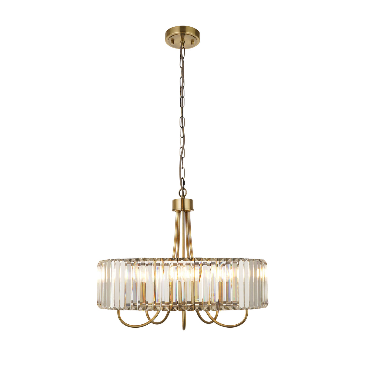 Endon Visconti 5lt Chandelier In Antique Brass & Glass