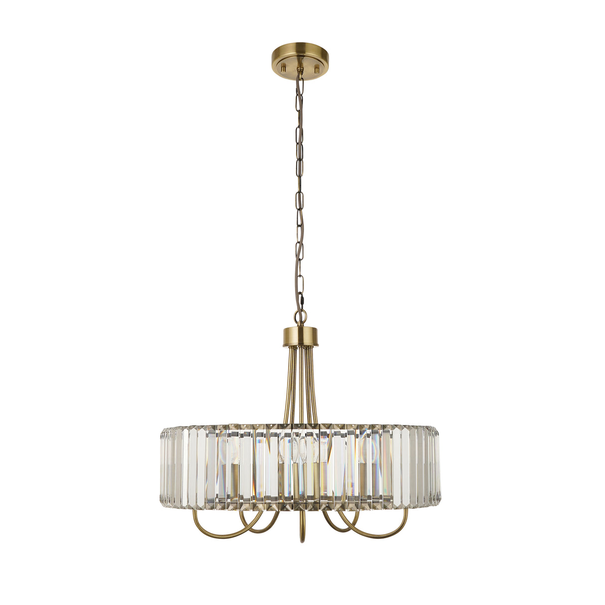 Endon Visconti 5lt Chandelier In Antique Brass & Glass