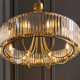 Endon Visconti 8lt Chandelier In Antique Brass & Glass