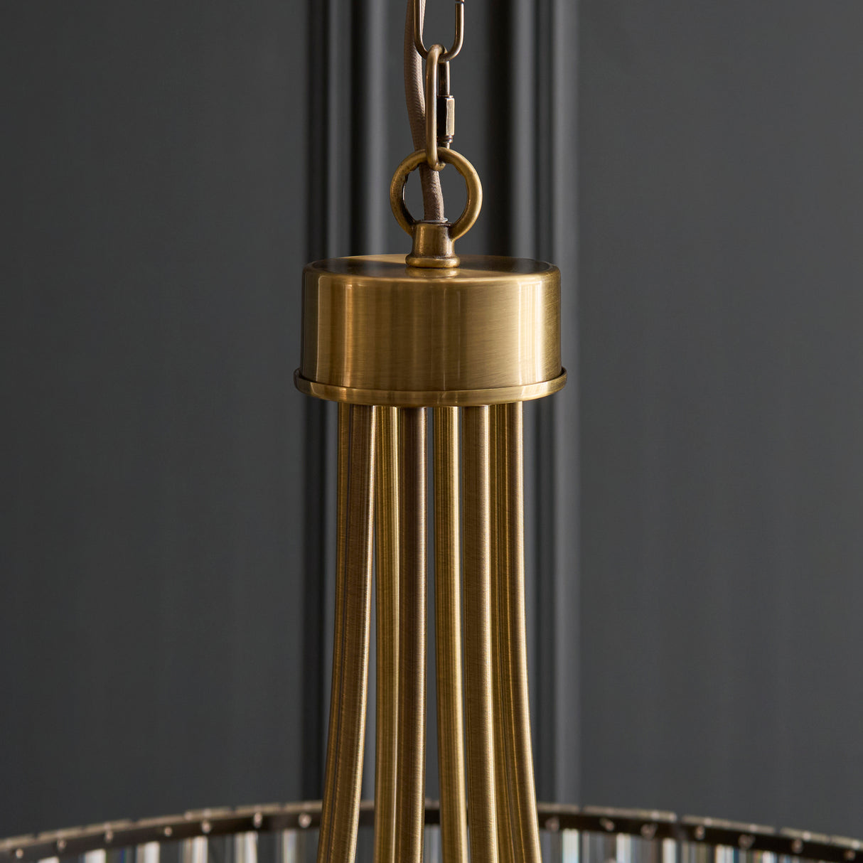 Endon Visconti 8lt Chandelier In Antique Brass & Glass