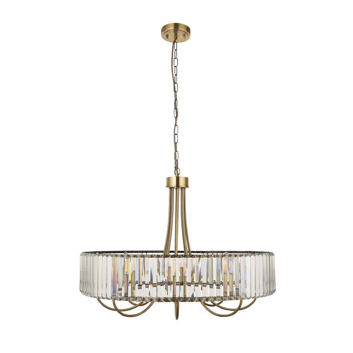 Endon Visconti 8lt Chandelier In Antique Brass & Glass