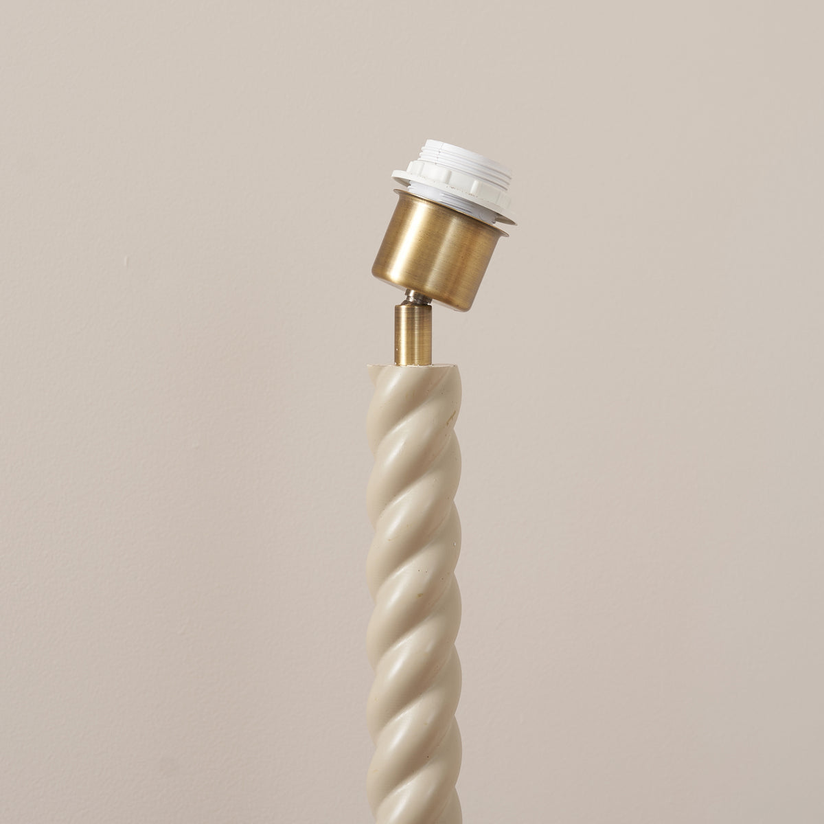 Endon Twist Floor base Satin almond white paint & antique brass plate