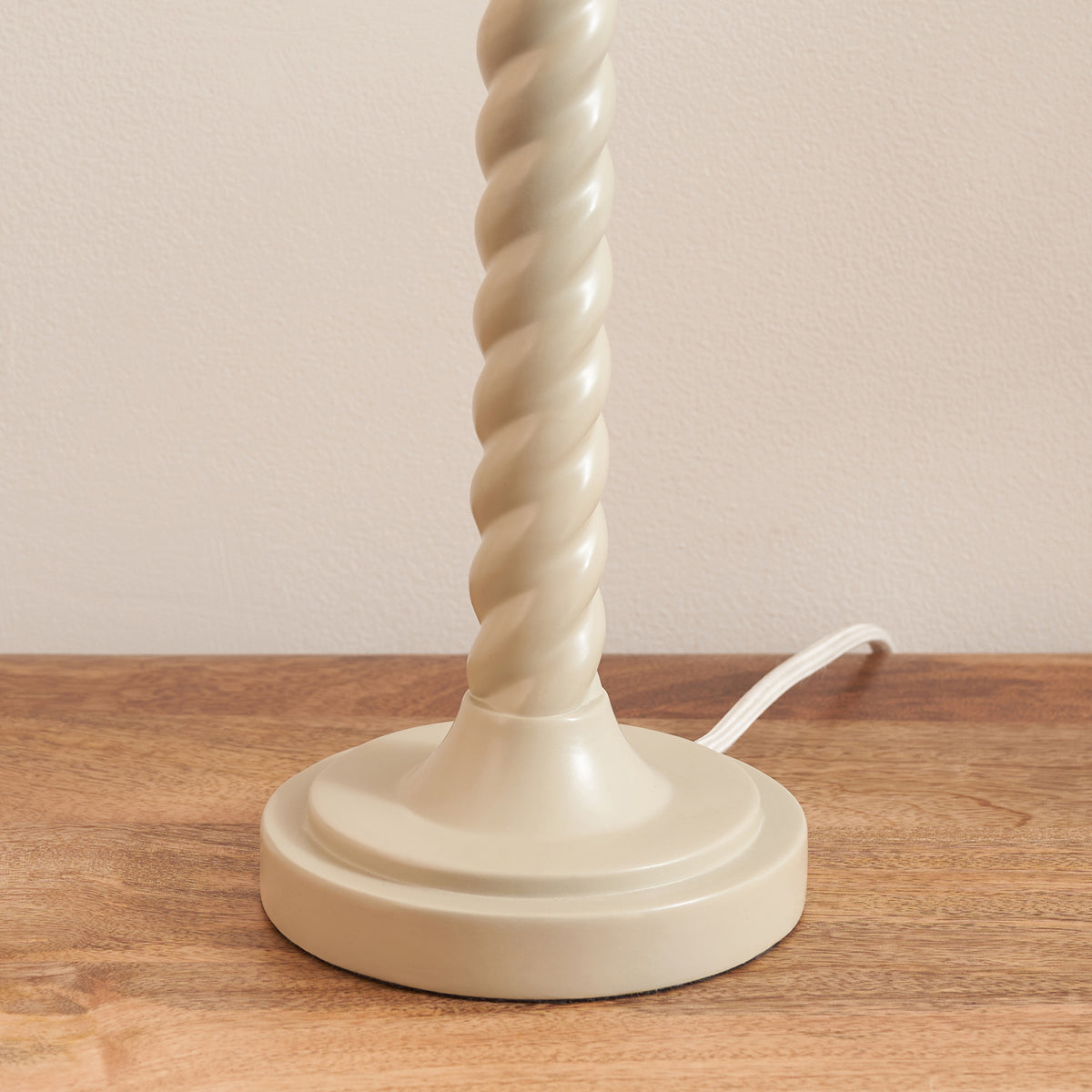 Endon Twist Table Base Satin almond white paint & antique brass plate