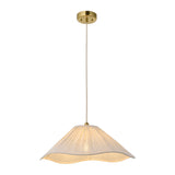 Endon Isabella Pendant Brushed aged brass plate & vintage white fabric