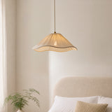 Endon Isabella Pendant Brushed aged brass plate & vintage white fabric