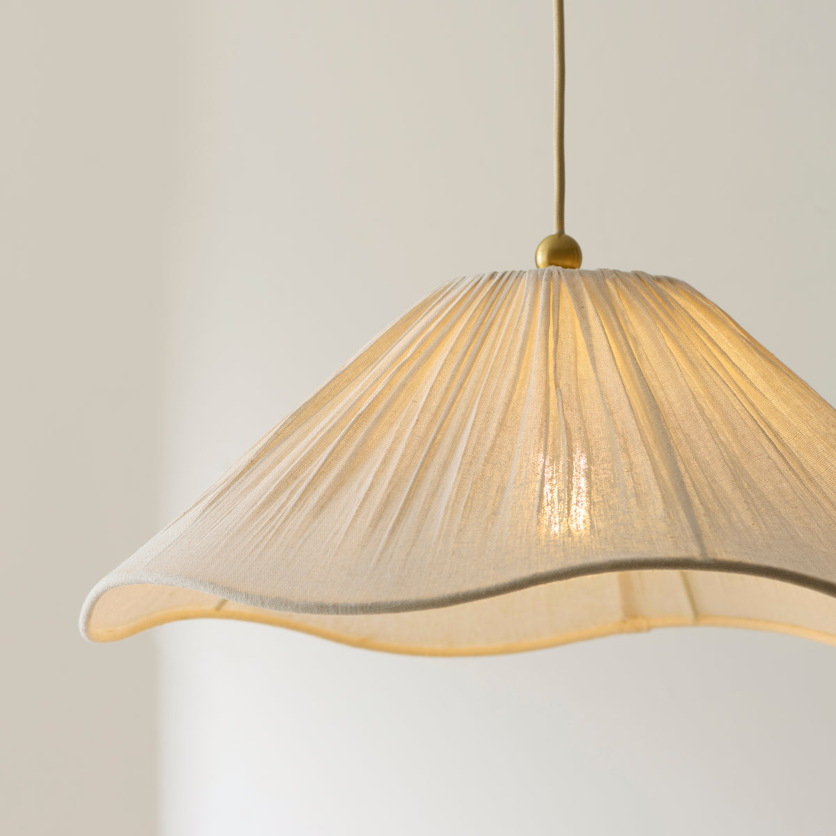 Endon Isabella Pendant Brushed aged brass plate & vintage white fabric