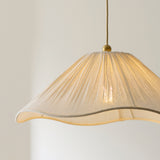 Endon Isabella Pendant Brushed aged brass plate & vintage white fabric