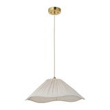 Endon Isabella Pendant Brushed aged brass plate & vintage white fabric