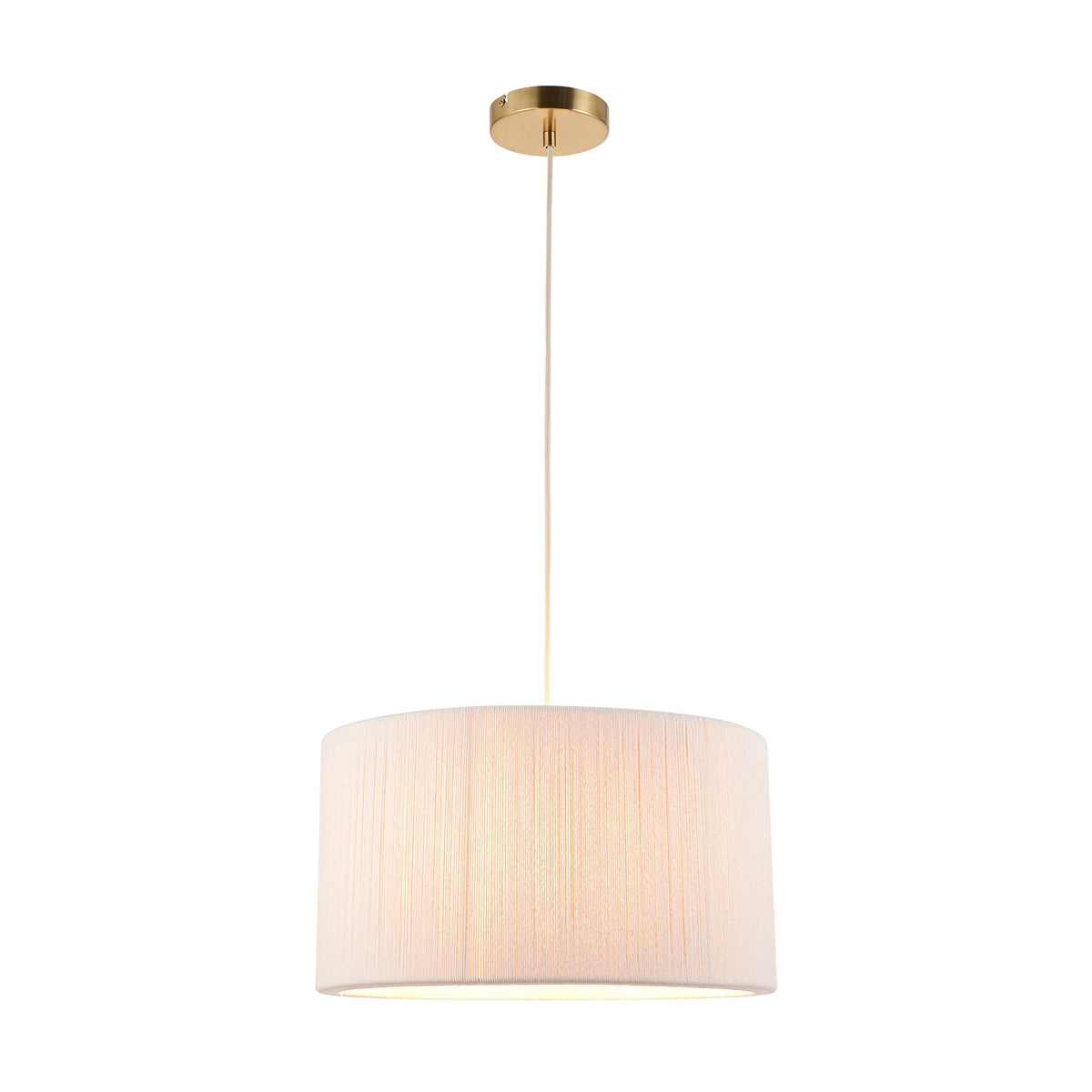 Endon Noah Pendant Cream cotton & brushed brass plate