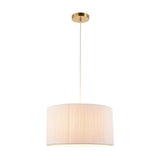 Endon Noah Pendant Cream cotton & brushed brass plate