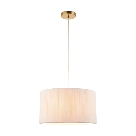 Endon Noah Pendant Cream cotton & brushed brass plate