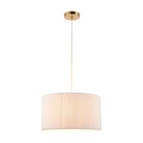 Endon Noah Pendant Cream cotton & brushed brass plate