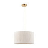 Endon Noah Pendant Cream cotton & brushed brass plate