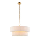 Endon Noah 5lt Pendant Cream cotton & brushed brass plate