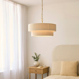 Endon Noah 5lt Pendant Cream cotton & brushed brass plate