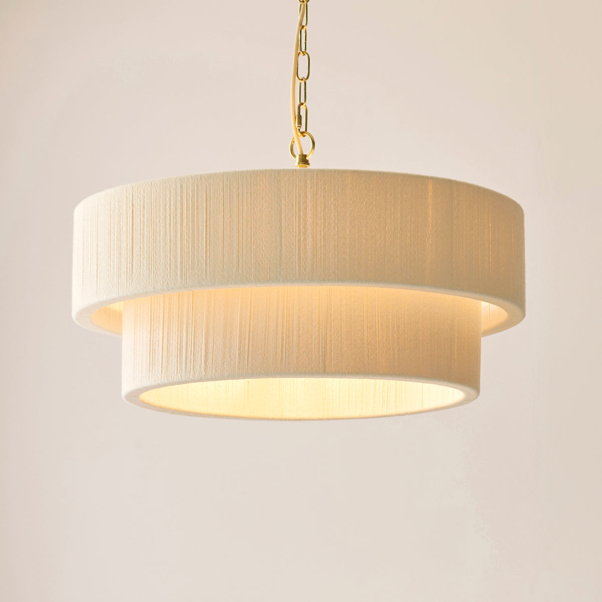 Endon Noah 5lt Pendant Cream cotton & brushed brass plate