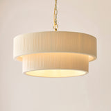 Endon Noah 5lt Pendant Cream cotton & brushed brass plate
