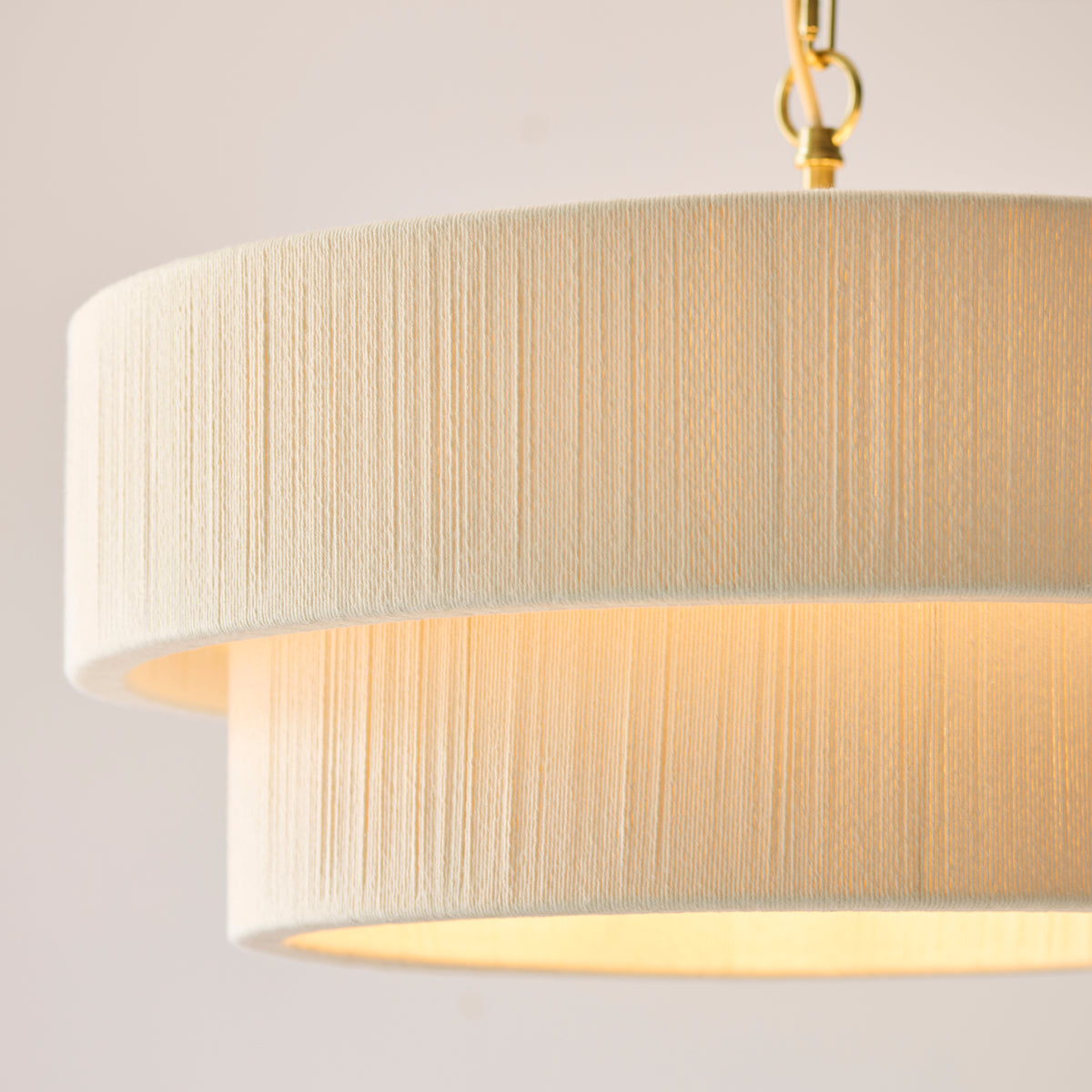 Endon Noah 5lt Pendant Cream cotton & brushed brass plate