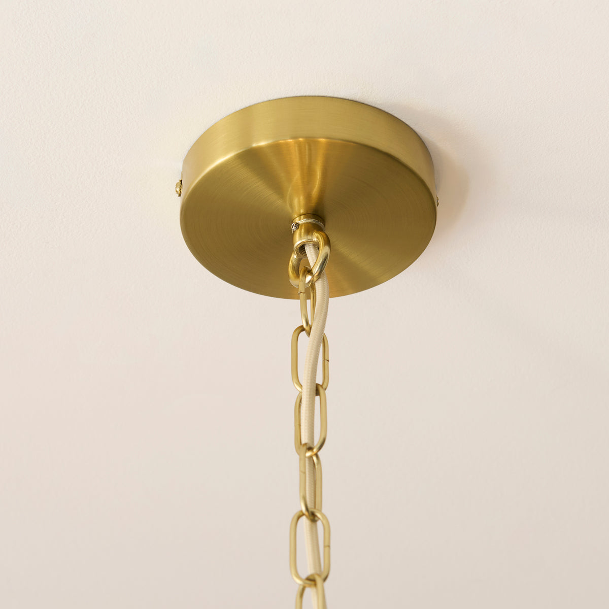 Endon Noah 5lt Pendant Cream cotton & brushed brass plate