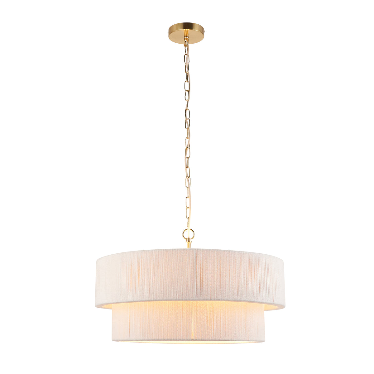 Endon Noah 5lt Pendant Cream cotton & brushed brass plate