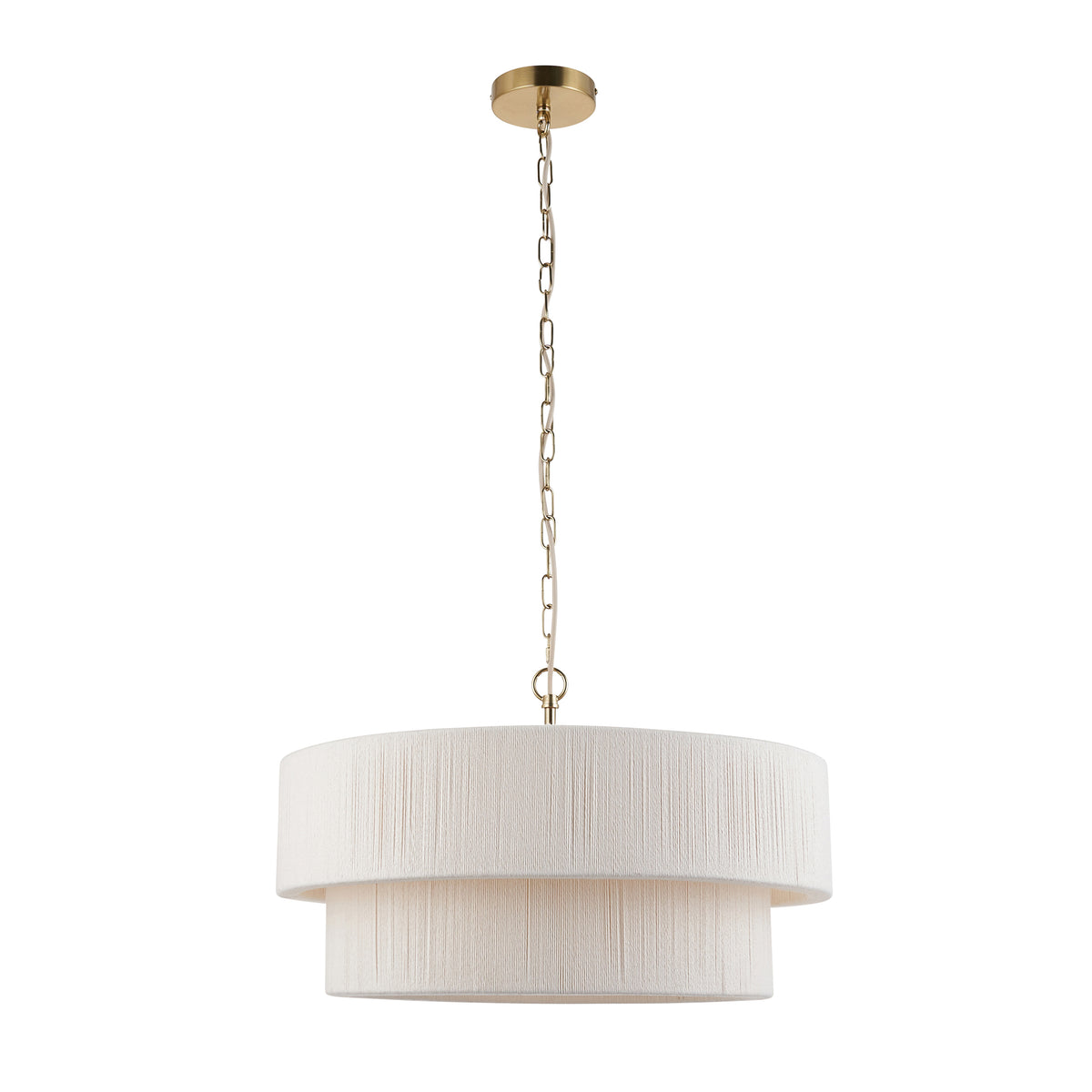 Endon Noah 5lt Pendant Cream cotton & brushed brass plate
