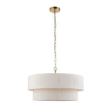 Endon Noah 5lt Pendant Cream cotton & brushed brass plate