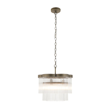 Endon Lucille 3lt Pendant Antique brass & clear glass