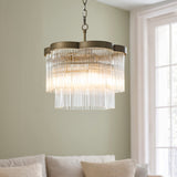 Endon Lucille 3lt Pendant Antique brass & clear glass