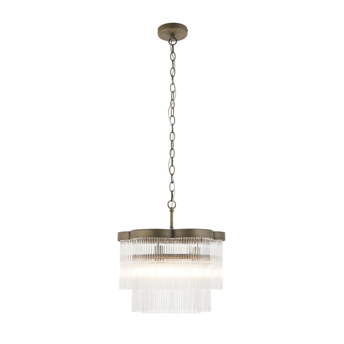 Endon Lucille 3lt Pendant Antique brass & clear glass