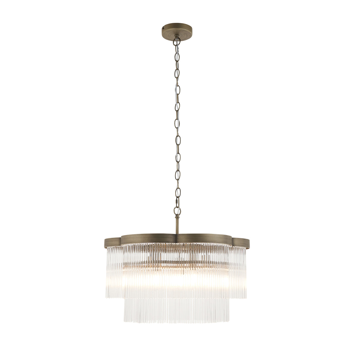 Endon Lucille 5lt Pendant Antique brass & clear glass