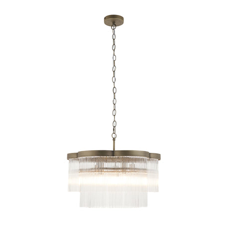 Endon Lucille 5lt Pendant Antique brass & clear glass